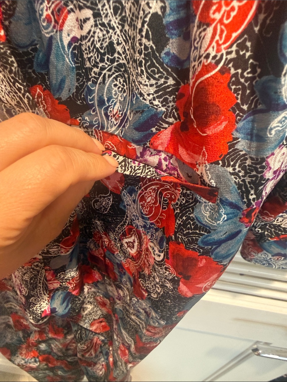 The Kooples Red and Blue Floral Wrap Jumpsuit size 1 - Picture 9 of 11